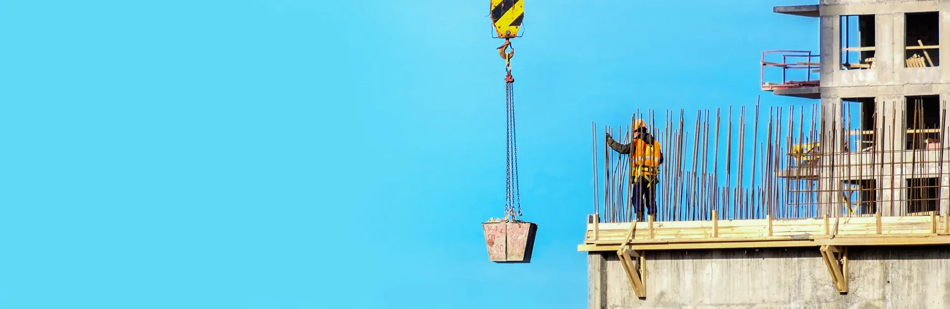 Construction site with worker